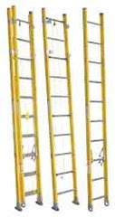 Made in USA - 16' High, Type IAA Rating, Fiberglass Extension Ladder - Benchmark Tooling