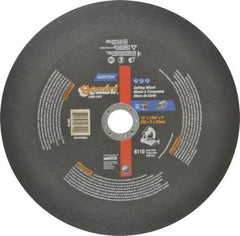 Norton - 10" Aluminum Oxide Cutoff Wheel - 7/64" Thick, 1" Arbor, 6,110 Max RPM, Use with Stationary Tools - Benchmark Tooling