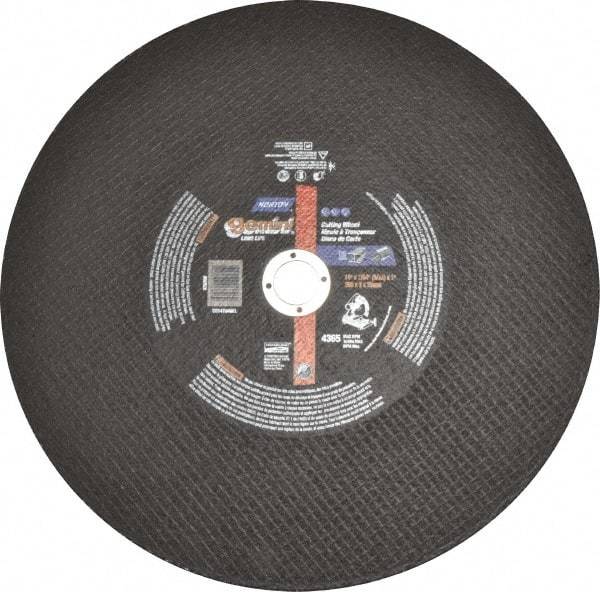 Norton - 14" Aluminum Oxide Cutoff Wheel - 3/32" Thick, 1" Arbor, 4,365 Max RPM, Use with Stationary Tools - Benchmark Tooling