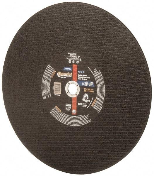 Norton - 16" Aluminum Oxide Cutoff Wheel - 7/64" Thick, 1" Arbor, 3,820 Max RPM, Use with Stationary Tools - Benchmark Tooling