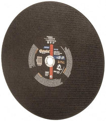 Norton - 16" Aluminum Oxide Cutoff Wheel - 7/64" Thick, 1" Arbor, 3,820 Max RPM, Use with Stationary Tools - Benchmark Tooling
