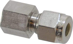 Parker - 1/4" OD, Stainless Steel Female Connector - -425 to 1,200°F, 9/16" Hex, Comp x FNPT Ends - Benchmark Tooling