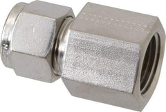 Parker - 1/2" OD, Stainless Steel Female Connector - -425 to 1,200°F, 1-1/16" Hex, Comp x FNPT Ends - Benchmark Tooling