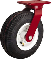 Hamilton - 10" Diam, Rubber Swivel Caster - 480 Lb Capacity, Top Plate Mount, 4-1/2" x 6-1/2" Plate, Tapered Roller Bearing - Benchmark Tooling