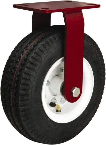 Hamilton - 10" Diam, Rubber Rigid Caster - 480 Lb Capacity, Top Plate Mount, 4-1/2" x 6-1/2" Plate, Sealed Precision Ball Bearing - Benchmark Tooling