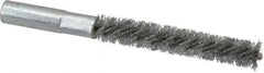 Value Collection - 3/8" Diam Helical Steel Tube Brush - Double Spiral, 0.008" Filament Diam, 2-23/64" Brush Length, 4" OAL, 3/16-24 Female Shank - Benchmark Tooling