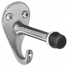 Bradley - 3" Projection Door Stop with Hook - Wall Mount, Chrome Finish - Benchmark Tooling