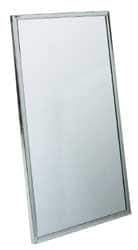 Made in USA - 18 Inch Wide x 36 Inch High, Theft Resistant Rectangular Glass Washroom Mirror - Stainless Steel Frame - Benchmark Tooling