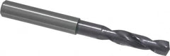 Guhring - 0.2677" 140° Spiral Flute Solid Carbide Screw Machine Drill Bit - FIREX Finish, Right Hand Cut, 34mm Flute Length, 79mm OAL, SU Point, Straight Shank - Benchmark Tooling