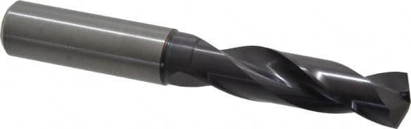 Guhring - 0.5906" 140° Spiral Flute Solid Carbide Screw Machine Drill Bit - FIREX Finish, Right Hand Cut, 65mm Flute Length, 115mm OAL, SU Point, Straight Shank - Benchmark Tooling