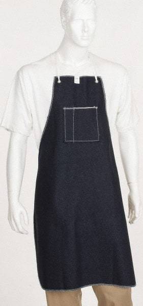 Ansell - 28 x 36" General Purpose Bib Apron - Denim, 14 oz Material, Blue, 1 Pocket, Tie Waist & Neck Strap Closure - Benchmark Tooling