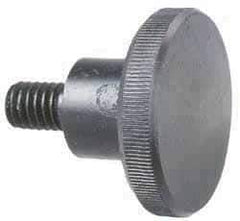 Morton Machine Works - 5/16-18 Knurled Shoulder Grade C-12L14 Steel Thumb Screw - 2-1/4" OAL, 1-1/4" Head Diam x 1/4" Head Height, Black Oxide Finish - Benchmark Tooling