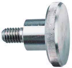 Morton Machine Works - 1/4-20 Knurled Shoulder Grade 303 Stainless Steel Thumb Screw - 1-1/4" OAL, 1" Head Diam x 1/4" Head Height - Benchmark Tooling