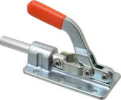 Lapeer - 800 Lb Load Capacity, Flanged Base, Carbon Steel, Standard Straight Line Action Clamp - 6 Mounting Holes, 0.28" Mounting Hole Diam, 1/2" Plunger Diam, Straight Handle - Benchmark Tooling