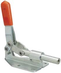 Lapeer - 300 Lb Load Capacity, Flanged Base, Carbon Steel, Standard Straight Line Action Clamp - 4 Mounting Holes, 0.222" Mounting Hole Diam, 1/2" Plunger Diam, Straight Handle - Benchmark Tooling