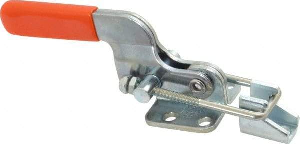 Lapeer - 700 Lb Capacity, Horizontal, U Hook, Flanged Base, Carbon Steel Pull Action Latch Clamp - 1-3/4" Drawing Movement, 5-3/8" OAL, Straight Handle - Benchmark Tooling