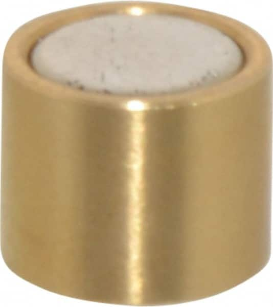 Mag-Mate - 5/16" Diam x 1/4" High, 1 Lb Average Pull Force, 2 Lb Max Pull Force, Neodymium Rare Earth Shielded Magnet - Brass Shield, 0.032" Shielding Wall Thickness - Benchmark Tooling