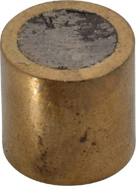 Mag-Mate - 1/2" Diam x 1/2" High, 3-1/2 Lb Average Pull Force, 7 Lb Max Pull Force, Neodymium Rare Earth Shielded Magnet - Brass Shield, 0.062" Shielding Wall Thickness - Benchmark Tooling