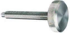 Morton Machine Works - M8x1.25 Knurled Shoulderless Dog Point Tip Grade 300 Stainless Steel Thumb Screw - 1-7/8" OAL, 1-1/8" Head Diam x 3/8" Head Height - Benchmark Tooling