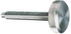 Morton Machine Works - M6x1.00 Knurled Shoulderless Dog Point Tip Grade 300 Stainless Steel Thumb Screw - 1-5/16" OAL, 1" Head Diam x 5/16" Head Height - Benchmark Tooling