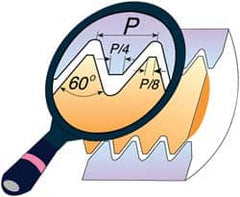 16 ER 1.5 ISO BMA Carbide Laydown Threading Insert TiAlN Finish, RH External ISO Thread, 3/8″ Inscribed Circle, 0.143″ Thick