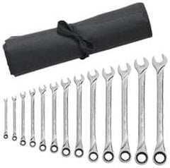 GearWrench - 13 Piece, 1/4" to 1", 12 Point Combination Wrench Set - Inch Measurement Standard, Full Polish Finish, Comes in Vinyl Pouch - Benchmark Tooling