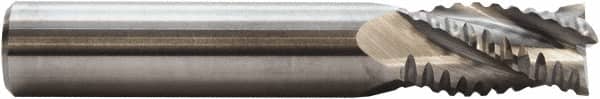 M.A. Ford - 5/8" Diam, 1-1/4" LOC, 4 Flute Solid Carbide Roughing Square End Mill - TiN Finish, 3-1/2" OAL, 5/8" Shank Diam, Single End, Centercutting, 30° Helix - Benchmark Tooling
