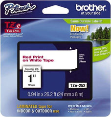 Brother - 7.8" Wide, Red on White Label Tape - For Label Maker - Benchmark Tooling