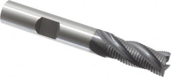 OSG - 3/8" Diam, Fine Pitch, 7/8" LOC, 4 Flute Cobalt Roughing Square End Mill - TiCN Finish, 2-5/8" OAL, 3/8" Shank Diam, Single End, 30° Helix - Benchmark Tooling