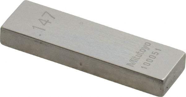 Mitutoyo - 0.147" Rectangular Steel Gage Block - Accuracy Grade AS-1, Includes Certificate of Inspection - Benchmark Tooling