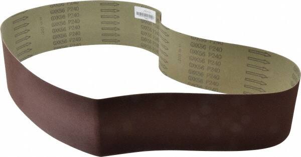 Tru-Maxx - 4" Wide x 54" OAL, 240 Grit, Aluminum Oxide Abrasive Belt - Aluminum Oxide, Very Fine, Coated, X Weighted Cloth Backing - Benchmark Tooling