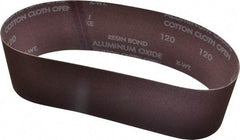 Norton - 3" Wide x 24" OAL, 120 Grit, Aluminum Oxide Abrasive Belt - Aluminum Oxide, Fine, Coated, X Weighted Cloth Backing, Series R228 - Benchmark Tooling