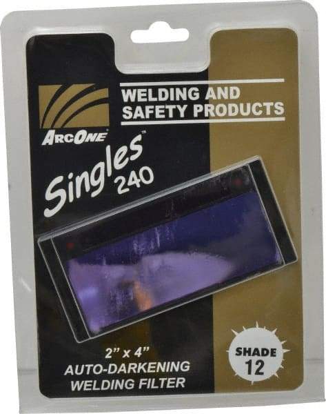 ArcOne - 4-1/4" Wide x 2" High, Lens Shade 12, Auto-Darkening Lens - 0.2" Thick, Green, Horizontal Mount - Benchmark Tooling