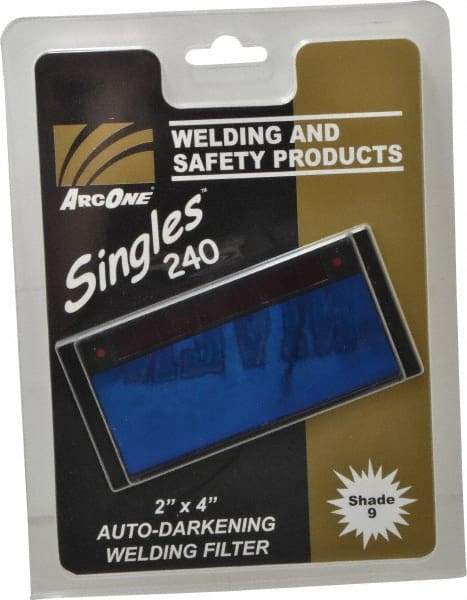 ArcOne - 4-1/4" Wide x 2" High, Lens Shade 9, Auto-Darkening Lens - 0.2" Thick, Green, Horizontal Mount - Benchmark Tooling