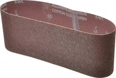 Norton - 4" Wide x 24" OAL, 50 Grit, Aluminum Oxide Abrasive Belt - Aluminum Oxide, Coarse, Coated, X Weighted Cloth Backing, Series R228 - Benchmark Tooling