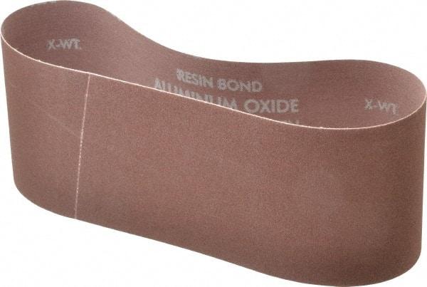 Norton - 4" Wide x 24" OAL, 120 Grit, Aluminum Oxide Abrasive Belt - Aluminum Oxide, Fine, Coated, X Weighted Cloth Backing, Series R228 - Benchmark Tooling