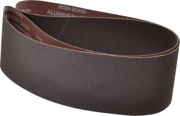 Norton - 4" Wide x 54" OAL, 100 Grit, Aluminum Oxide Abrasive Belt - Aluminum Oxide, Fine, Coated, X Weighted Cloth Backing, Series R228 - Benchmark Tooling