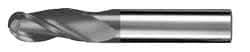 SGS - 31/64" Diam, 1" LOC, 3 Flute Solid Carbide Ball End Mill - AlTiN Finish, Single End, 3" OAL, 1/2" Shank Diam, Spiral Flute - Benchmark Tooling
