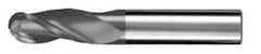 SGS - 31/64" Diam, 1" LOC, 3 Flute Solid Carbide Ball End Mill - AlTiN Finish, Single End, 3" OAL, 1/2" Shank Diam, Spiral Flute - Benchmark Tooling