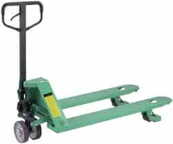 Wesco Industrial Products - 5,000 Lb Capacity, 7" Lift Side Roller Pallet Truck - 3.4" Min Lift Height, 48" Fork Length x 27" Fork Width, 27" Overall Width - Benchmark Tooling