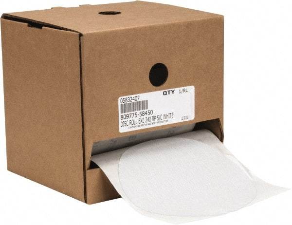 Made in USA - 6" Diam, 240 Grit Silicon Carbide Adhesive PSA Disc - Very Fine Grade, B Weighted Paper Backing, For Low Speed Dual-Action Sanders, Random Orbital Sanders - Benchmark Tooling