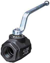 HYDAC - 1-1/4" Pipe, Carbon Steel Standard Ball Valve - 1 Piece, SAE x SAE Ends, Lever Handle, 5,000 WOG - Benchmark Tooling