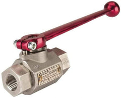 HYDAC - 3/8" Pipe, Stainless Steel Standard Ball Valve - 1 Piece, FNPT x FNPT Ends, Lever Handle, 7,250 WOG - Benchmark Tooling