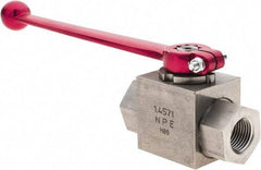 HYDAC - 1/2" Pipe, Stainless Steel Standard Ball Valve - 1 Piece, FNPT x FNPT Ends, Lever Handle, 5,800 WOG - Benchmark Tooling