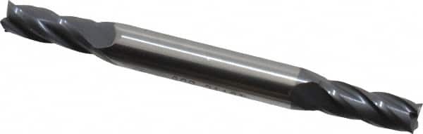 SGS - 13/64", 1/2" LOC, 1/4" Shank Diam, 2-1/2" OAL, 4 Flute, Solid Carbide Square End Mill - Double End, AlTiN Finish, Spiral Flute, 30° Helix, Centercutting, Right Hand Cut, Right Hand Flute, Series 14 - Benchmark Tooling