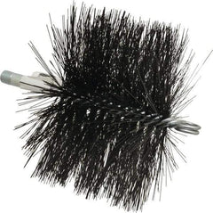 Schaefer Brush - 4-1/2" Brush Length, 6-1/2" Diam, Double Stem, Double Spiral Tube Brush - 7-1/2" Long, Tempered Steel Wire, 1/4" NPT Male Connection - Benchmark Tooling