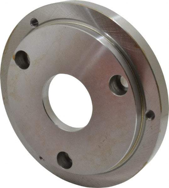 Buck Chuck Company - Adapter Back Plate for 8" Diam Self Centering Lathe Chucks - A1/A2-6 Mount, 2.39" Through Hole Diam, 6.283mm ID, 7.87" OD, 0.714" Flange Height, Steel - Benchmark Tooling