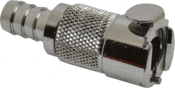 CPC Colder Products - 3/8" Inside Tube Diam, Brass, Quick Disconnect, Hose Barb Inline Coupling Body - 250 Max psi, -40 to 175°F, 1.87" OAL x 0.75" Overall Height, Chrome Plated - Benchmark Tooling