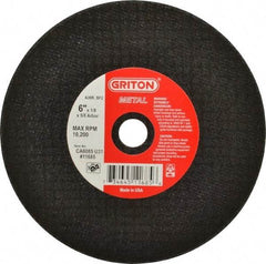 Made in USA - 6" 36 Grit Aluminum Oxide Cutoff Wheel - 1/8" Thick, 5/8" Arbor, 10,186 Max RPM, Use with Circular Saws - Benchmark Tooling