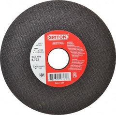 Value Collection - 7" 60 Grit Aluminum Oxide Cutoff Wheel - 1/32" Thick, 1-1/4" Arbor, 8,732 Max RPM, Use with Stationary Tools - Benchmark Tooling